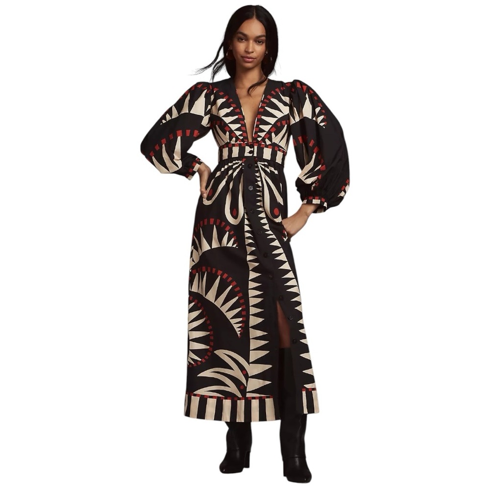 FARM Rio Black and Red Maxi Dress